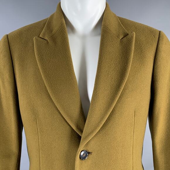 PAUL SMITH Size 38 Olive Green Wool Cashmere Peak Lapel Coat - Picture 2 of 9